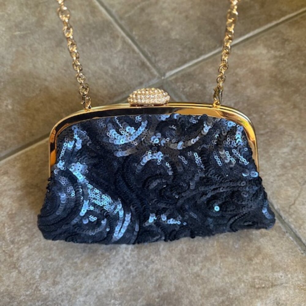 Kate Landry Evening Bag - Navy Sequin
